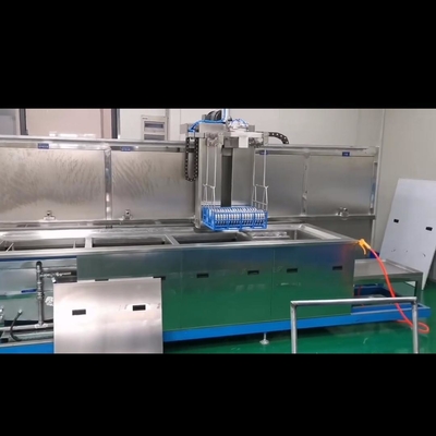 4 Tank Automatic Feeding Ultrasonic Cleaning Line Automatic Ultrasonic Cleaner With Reciprocating Air Knife Drying